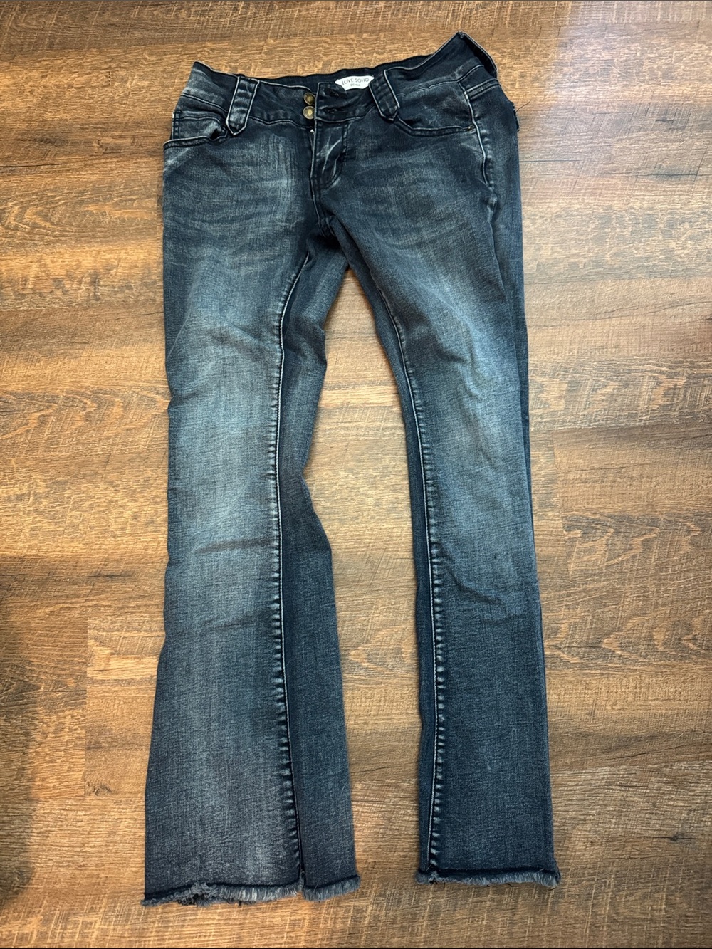 Women's Dark Blue Flare Jeans with Raw Hem